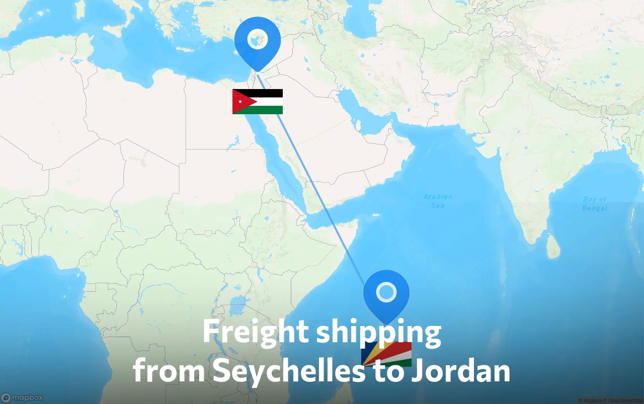 Shipping route from Seychelles to Jordan
