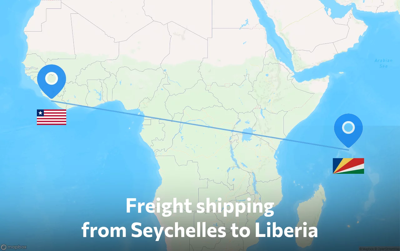 Shipping route from Seychelles to Liberia