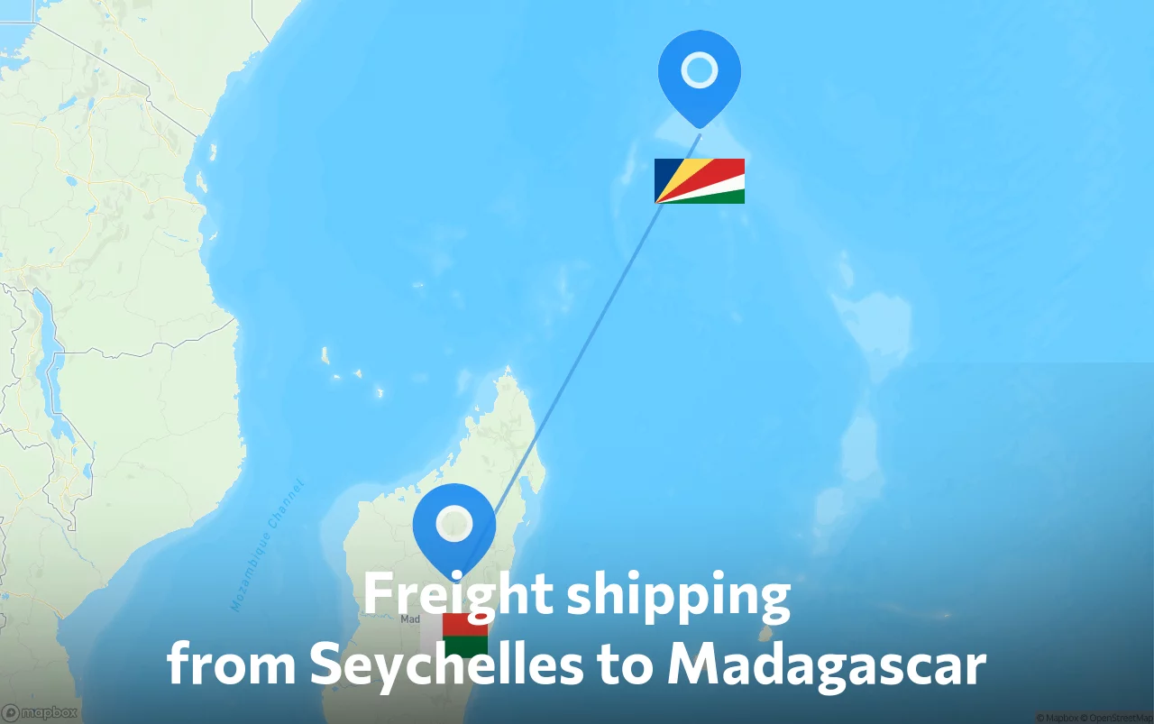 Shipping route from Seychelles to Madagascar