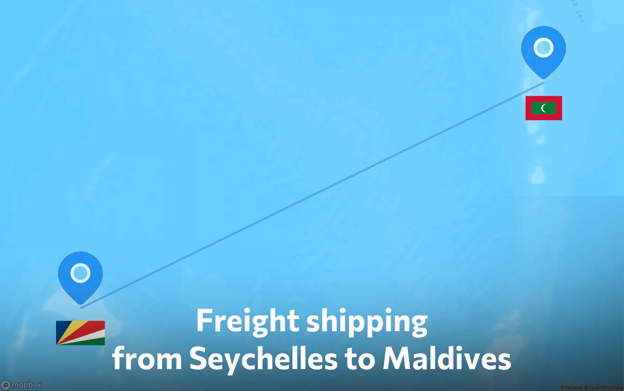 Shipping route from Seychelles to Maldives