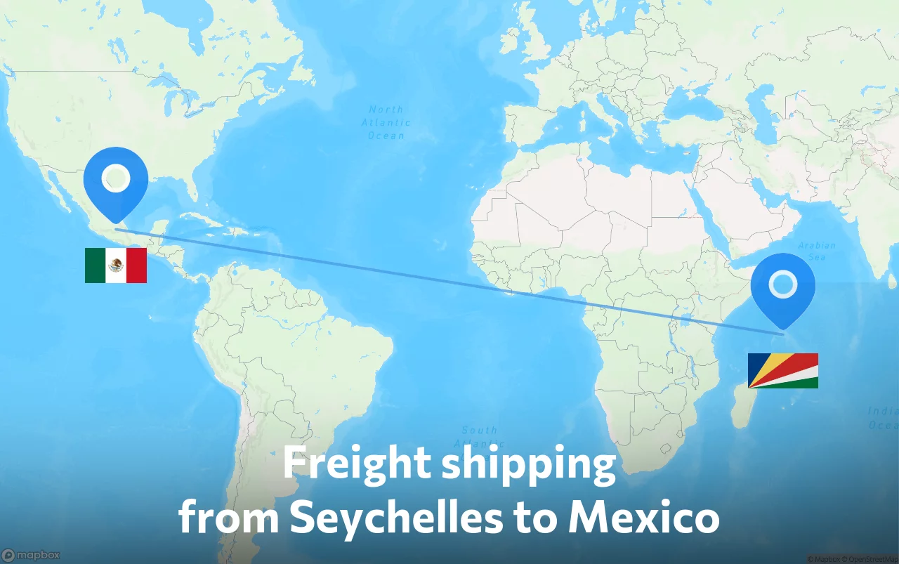 Shipping route from Seychelles to Mexico