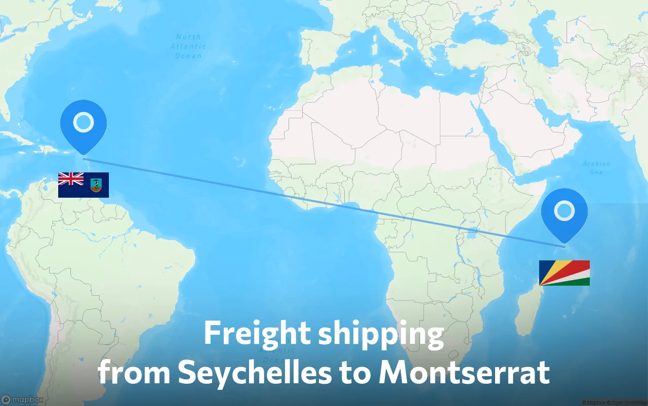 Shipping route from Seychelles to Montserrat