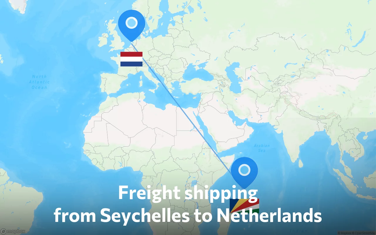 Shipping route from Seychelles to Netherlands