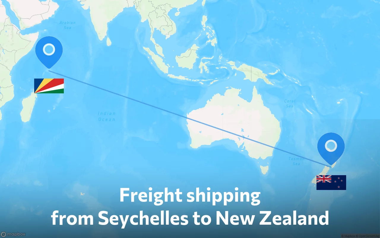 Shipping route from Seychelles to New Zealand