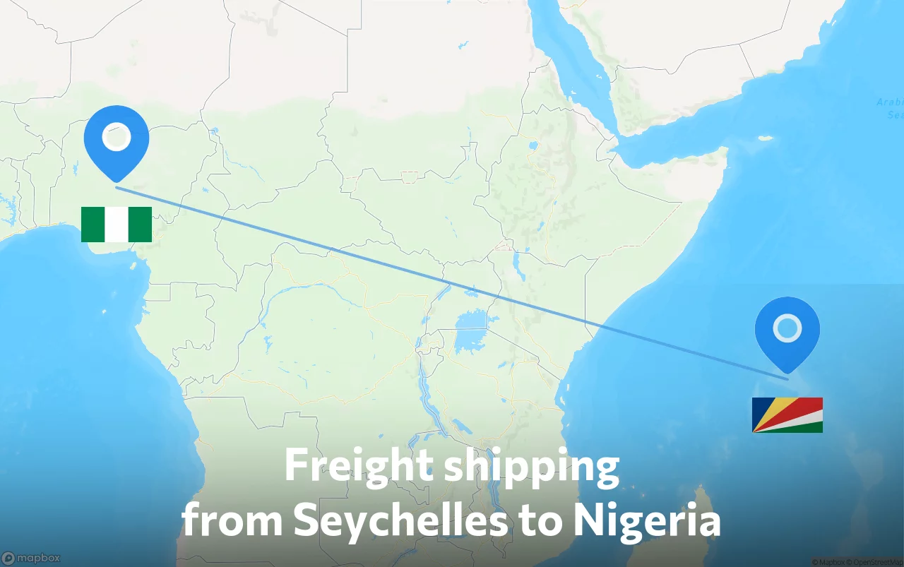Shipping route from Seychelles to Nigeria