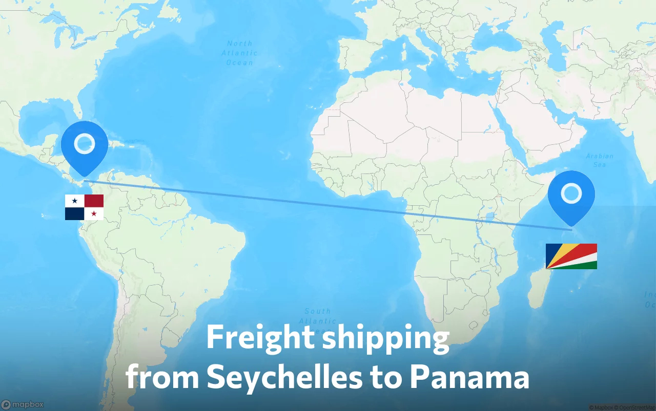 Shipping route from Seychelles to Panama