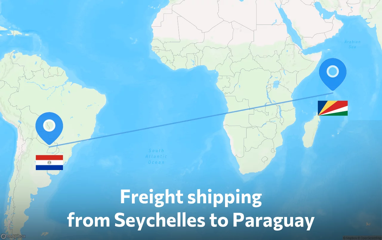 Shipping route from Seychelles to Paraguay