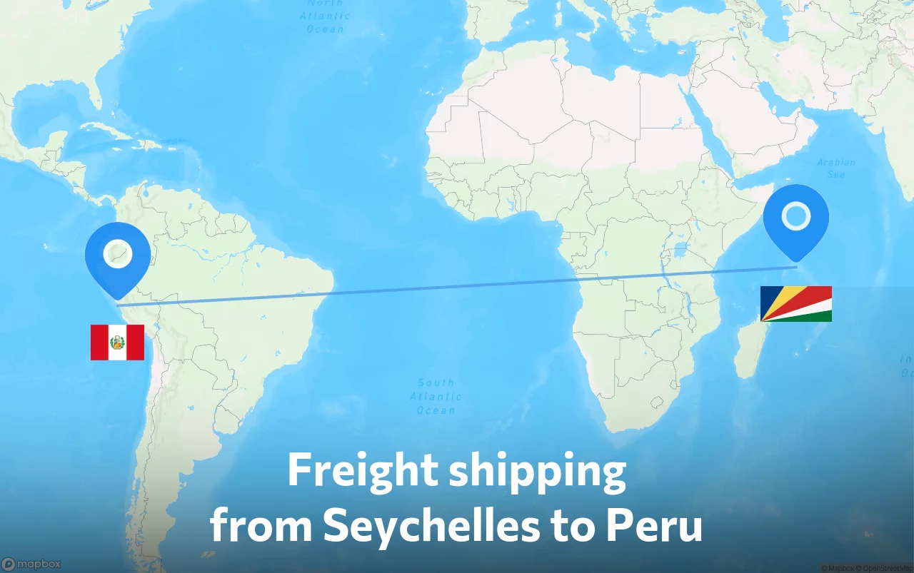 Shipping route from Seychelles to Peru