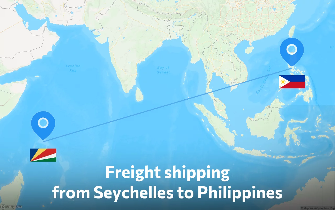 Shipping route from Seychelles to Philippines