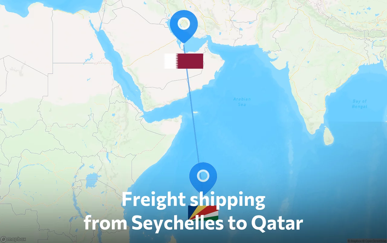 Shipping route from Seychelles to Qatar