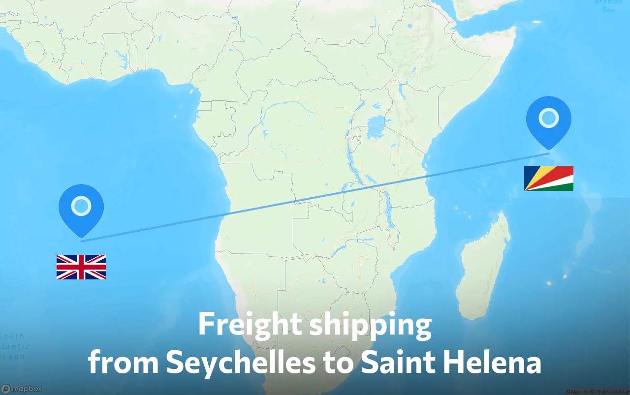 Shipping route from Seychelles to Saint Helena