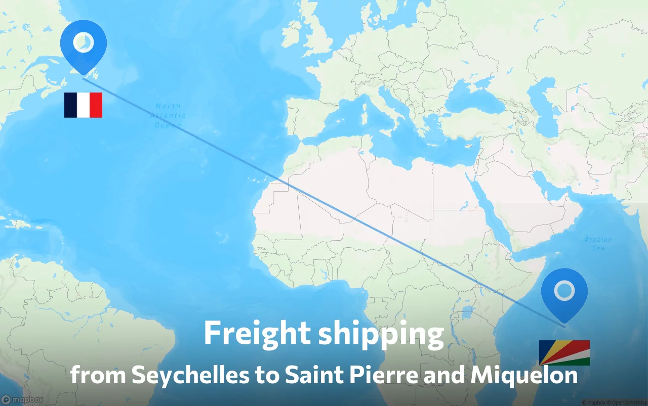 Shipping route from Seychelles to Saint Pierre and Miquelon