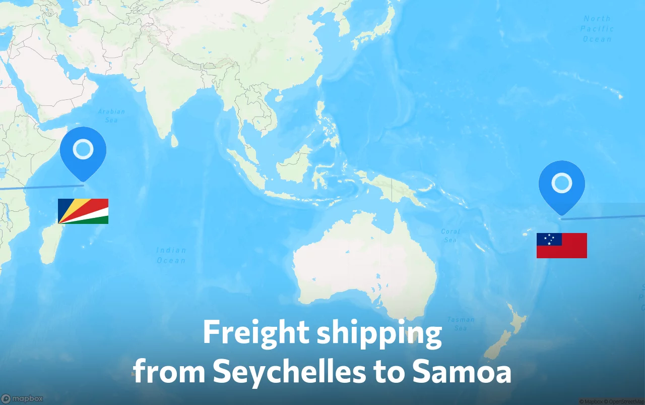 Shipping route from Seychelles to Samoa