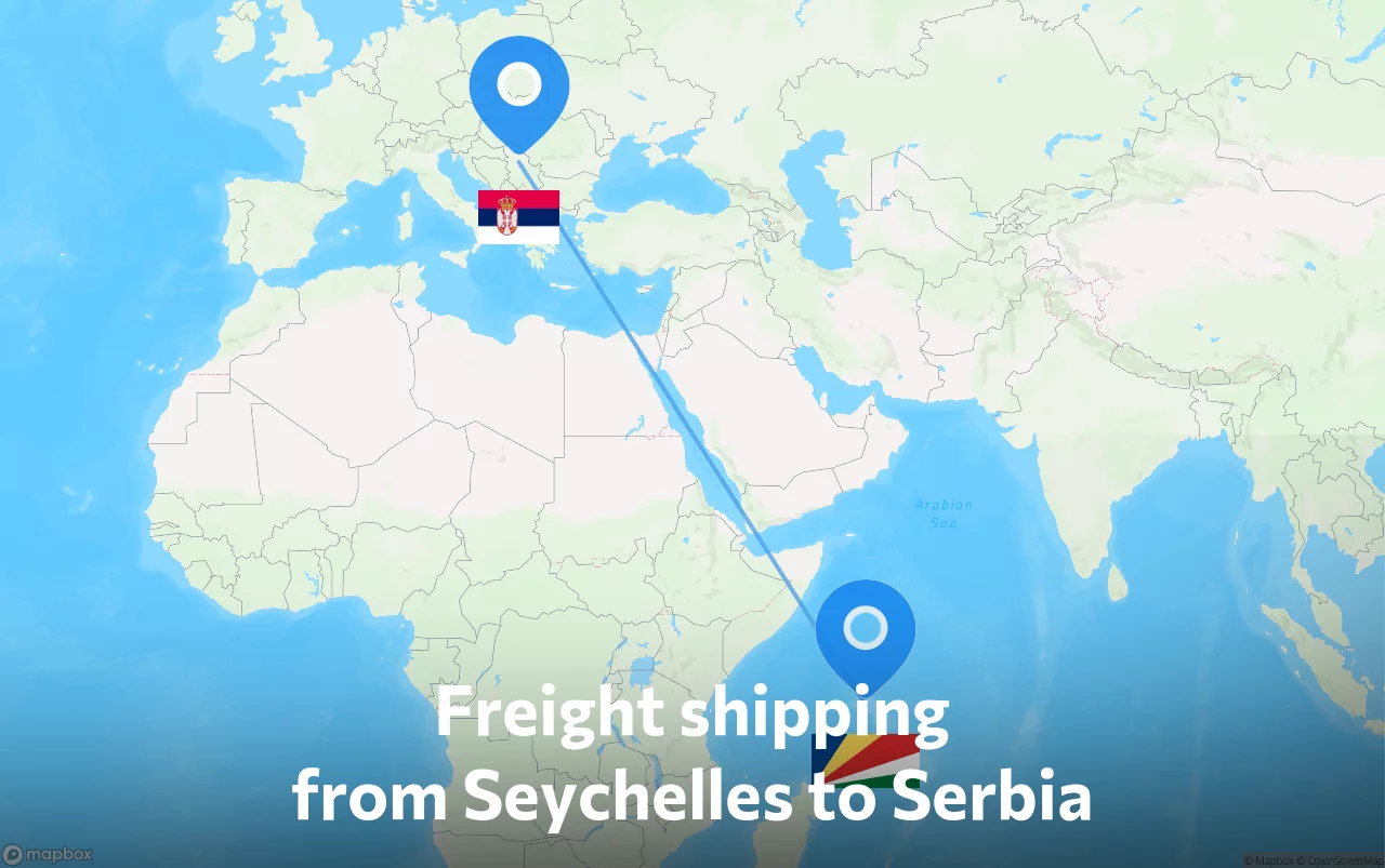 Shipping route from Seychelles to Serbia