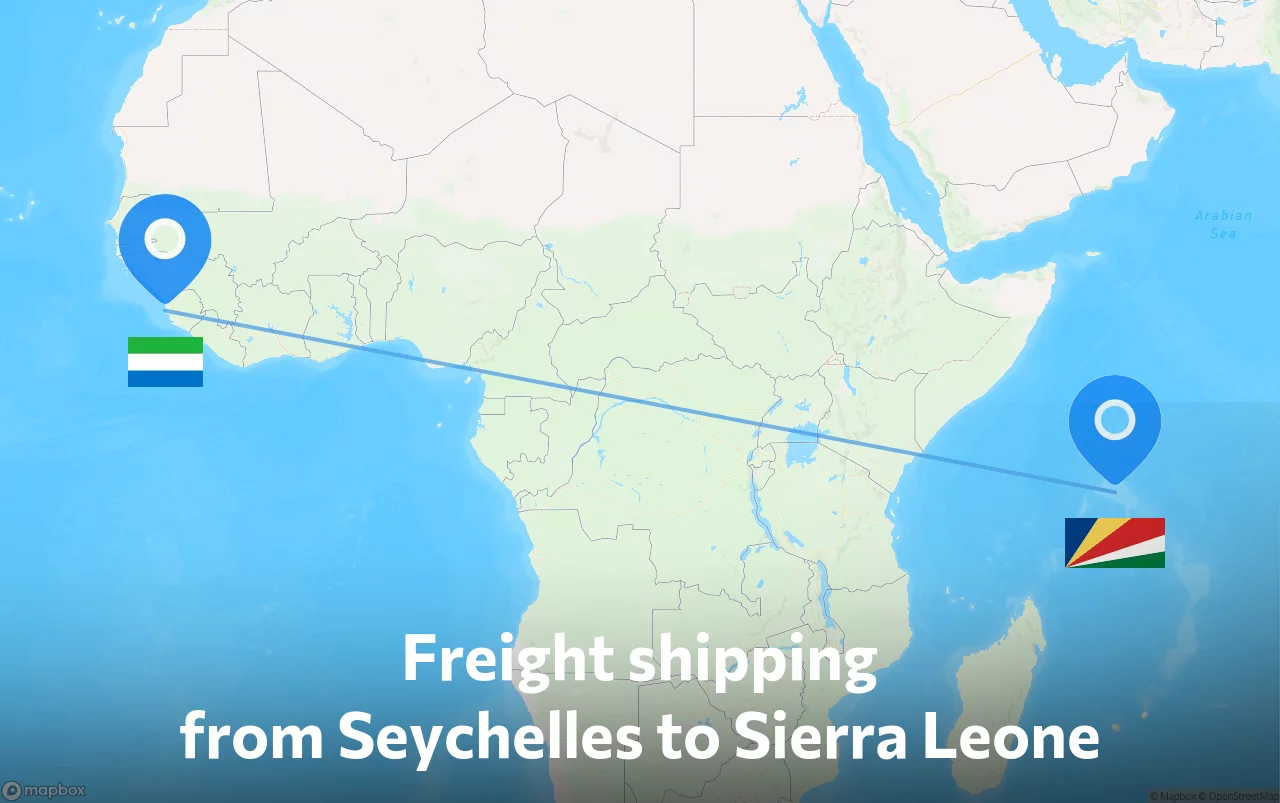 Shipping route from Seychelles to Sierra Leone