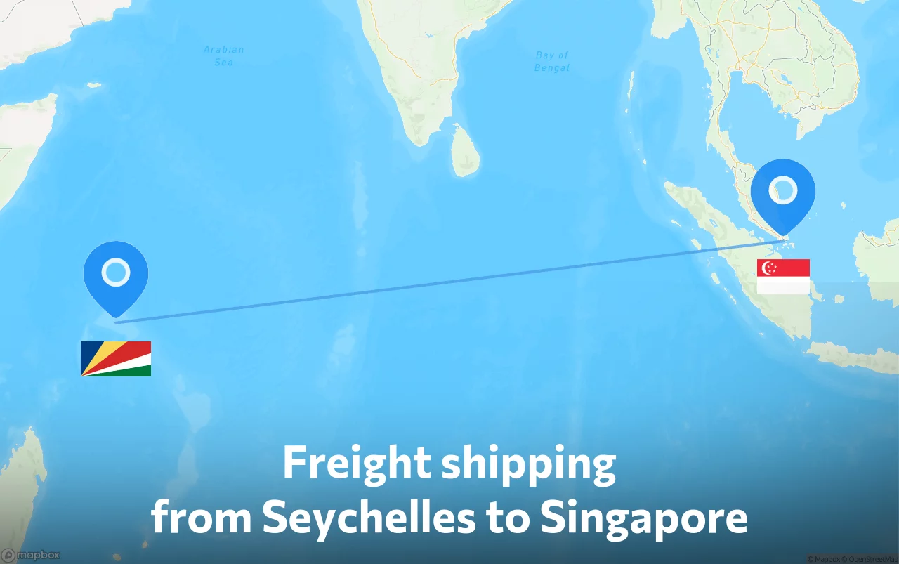 Shipping route from Seychelles to Singapore