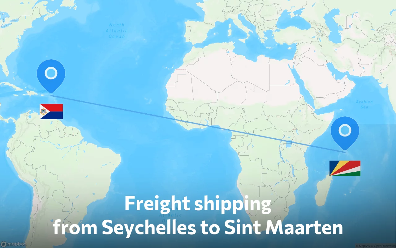 Shipping route from Seychelles to Sint Maarten