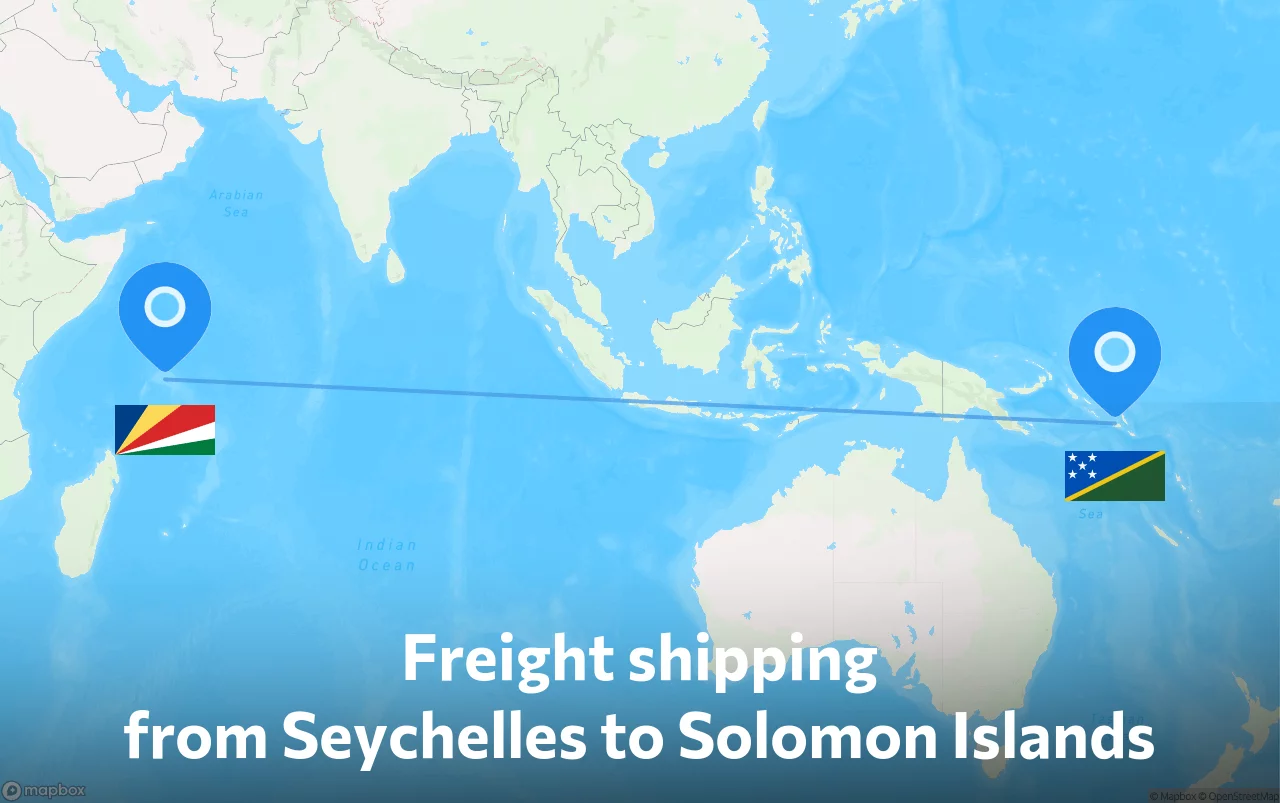 Shipping route from Seychelles to Solomon Islands