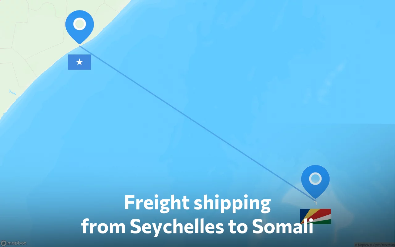 Shipping route from Seychelles to Somali