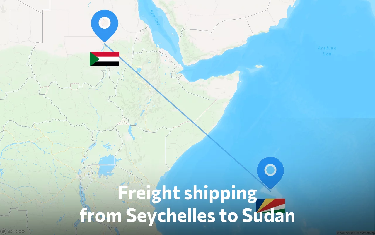 Shipping route from Seychelles to Sudan