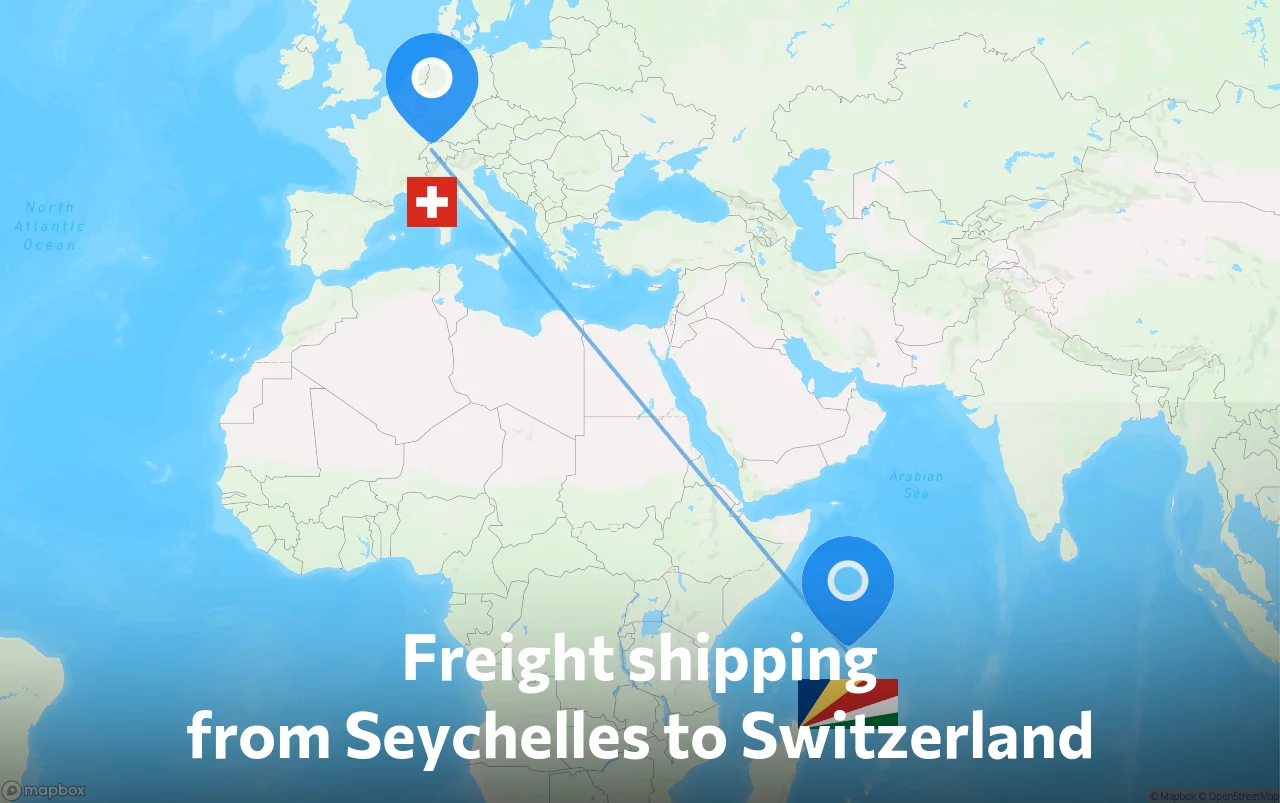 Shipping route from Seychelles to Switzerland