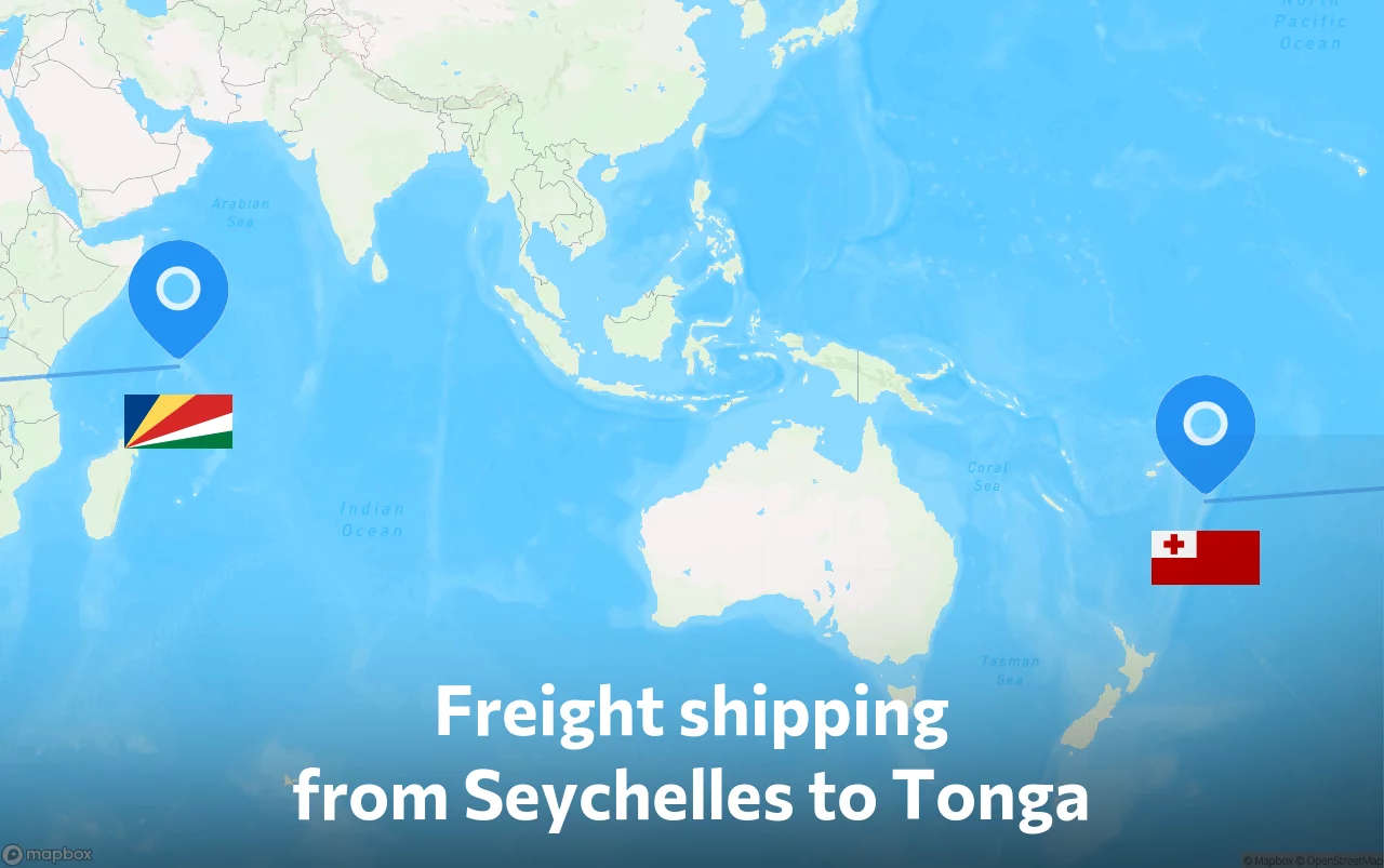 Shipping route from Seychelles to Tonga
