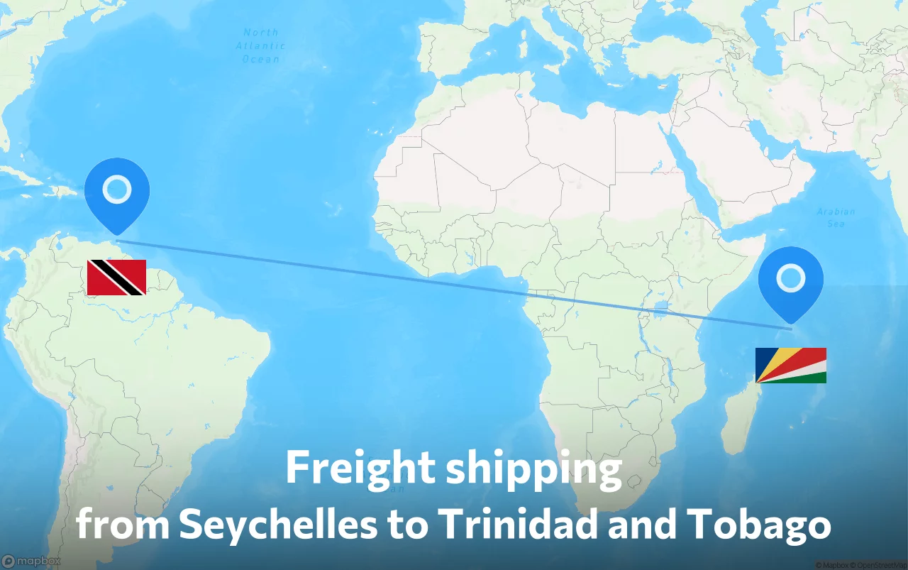 Shipping route from Seychelles to Trinidad and Tobago