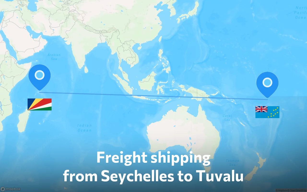 Shipping route from Seychelles to Tuvalu