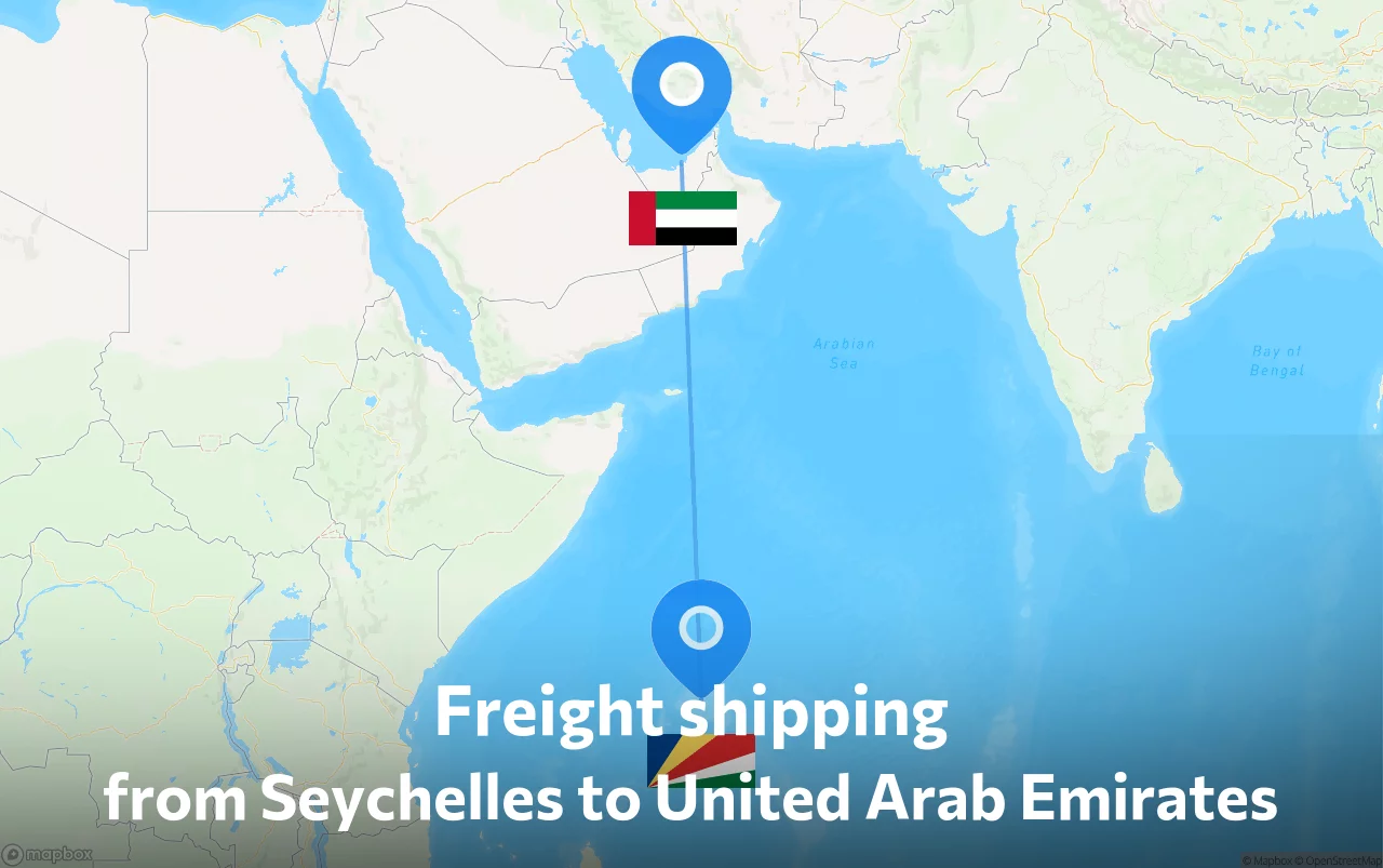 Shipping route from Seychelles to United Arab Emirates
