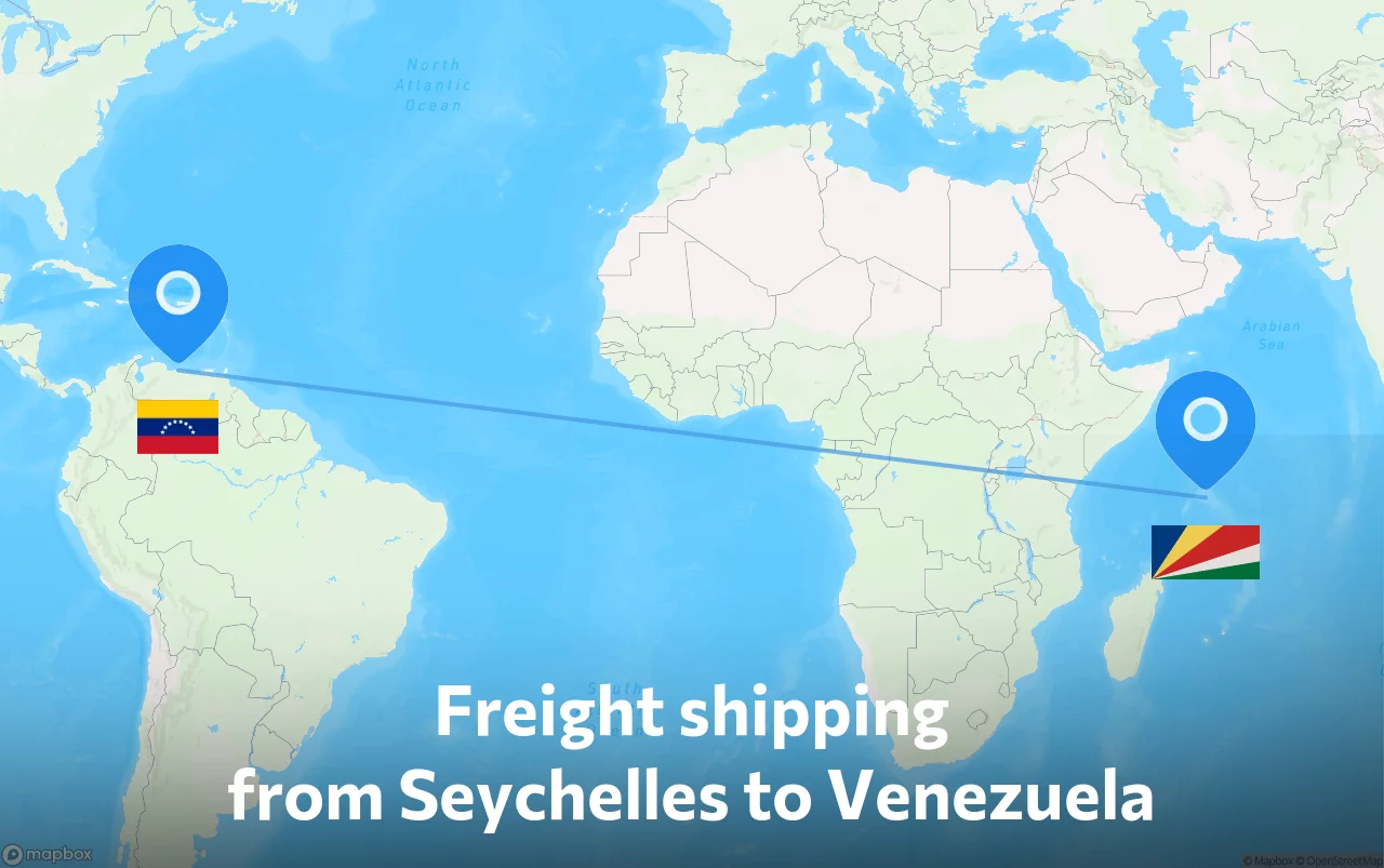 Shipping route from Seychelles to Venezuela