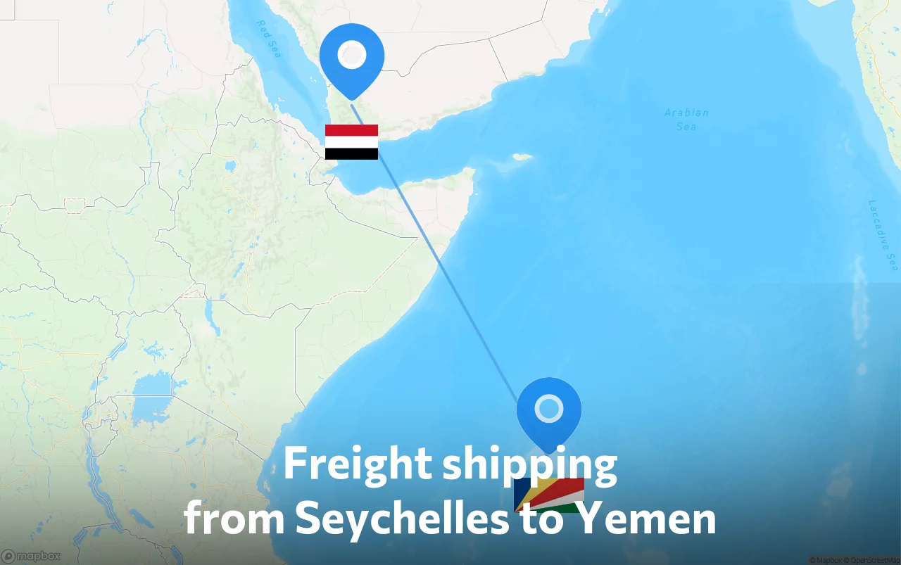 Shipping route from Seychelles to Yemen