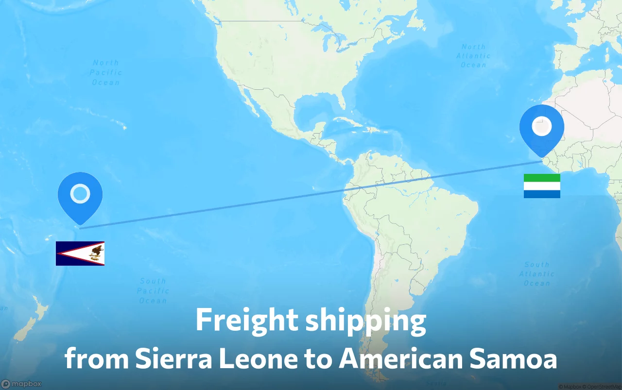 Shipping route from Sierra Leone to American Samoa
