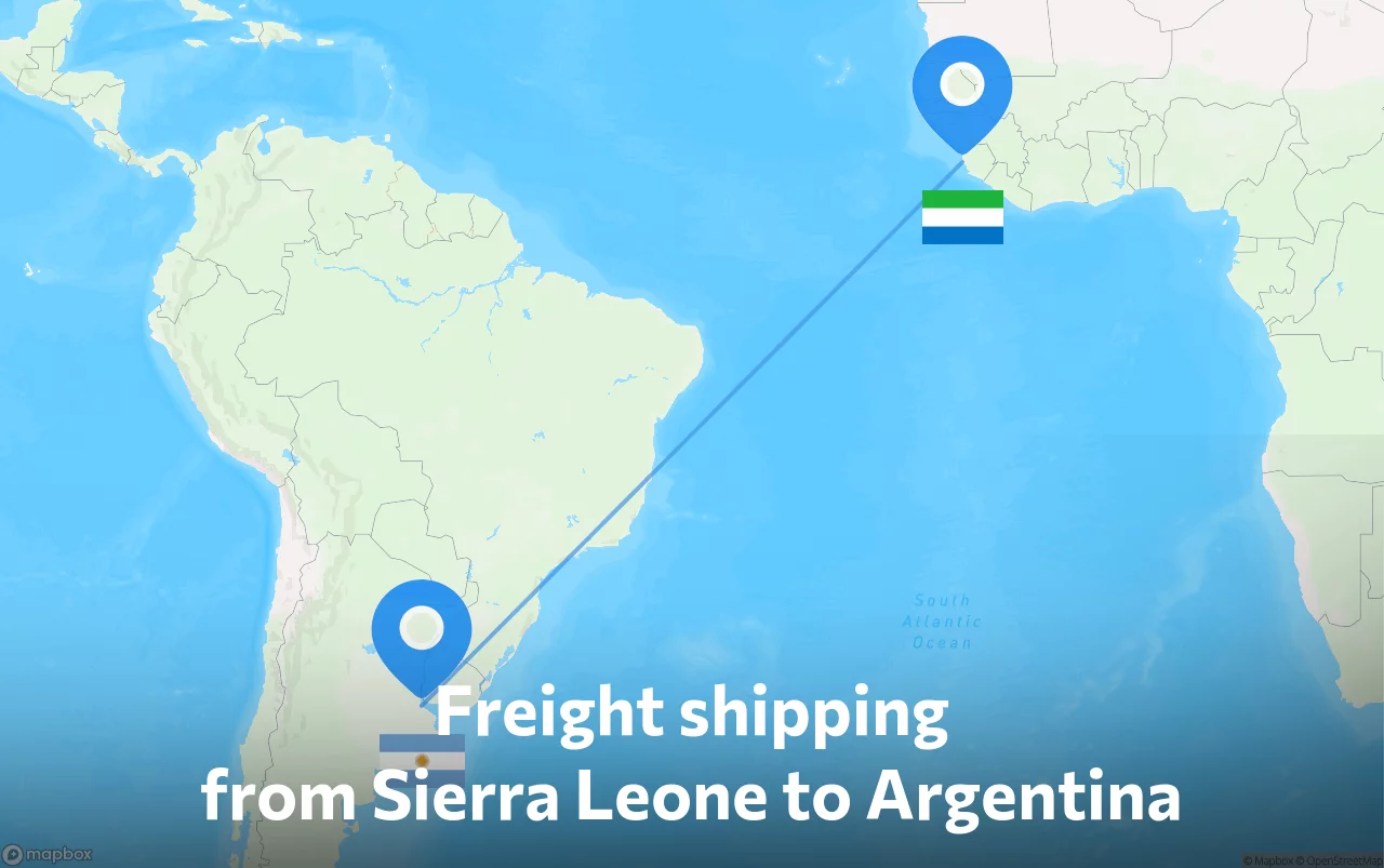 Shipping route from Sierra Leone to Argentina