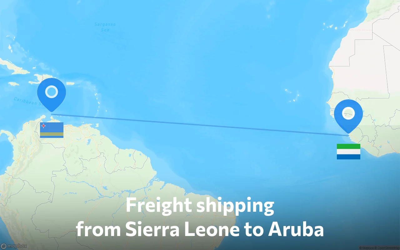 Shipping route from Sierra Leone to Aruba