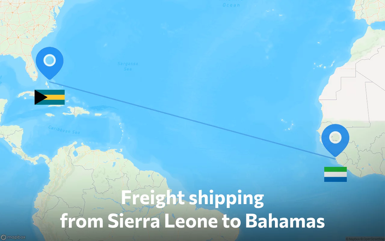Shipping route from Sierra Leone to Bahamas