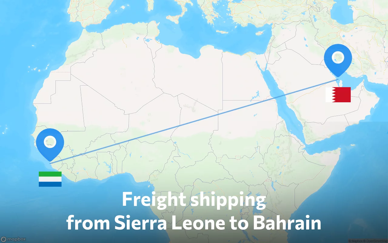 Shipping route from Sierra Leone to Bahrain
