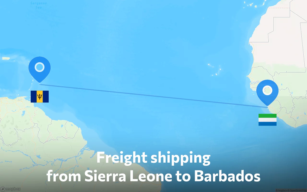 Shipping route from Sierra Leone to Barbados