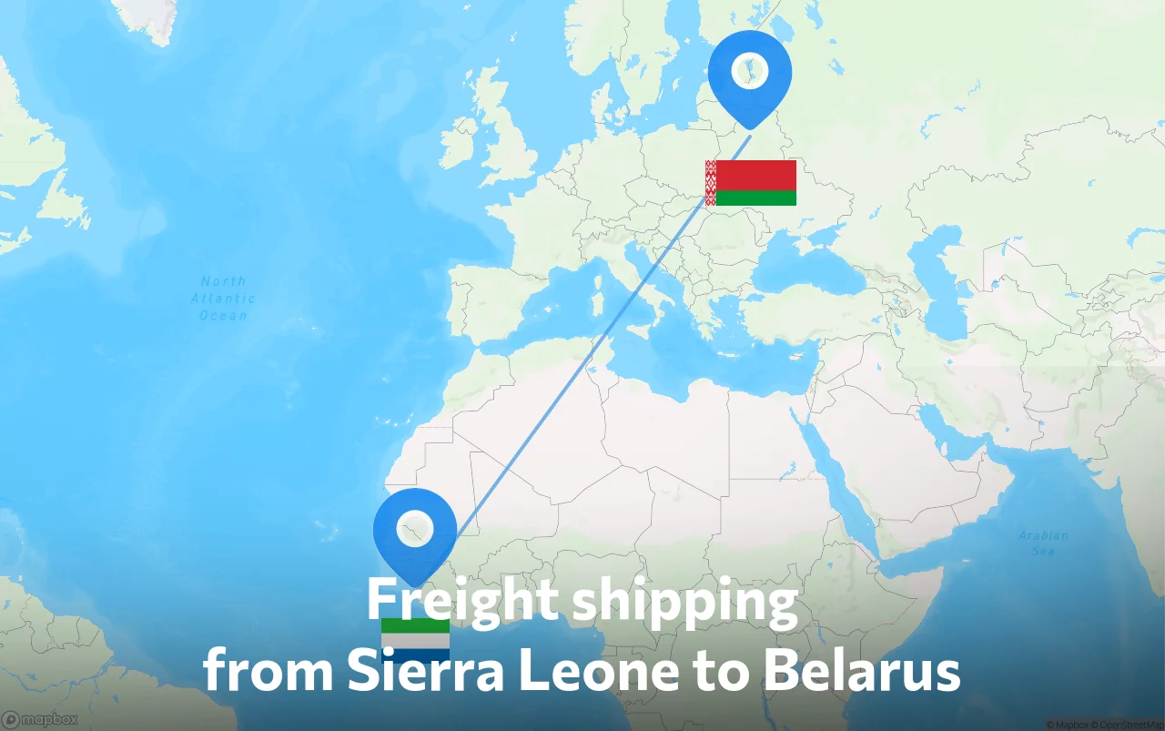 Shipping route from Sierra Leone to Belarus