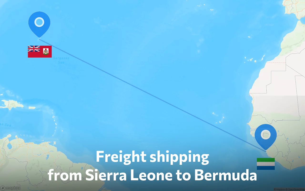 Shipping route from Sierra Leone to Bermuda