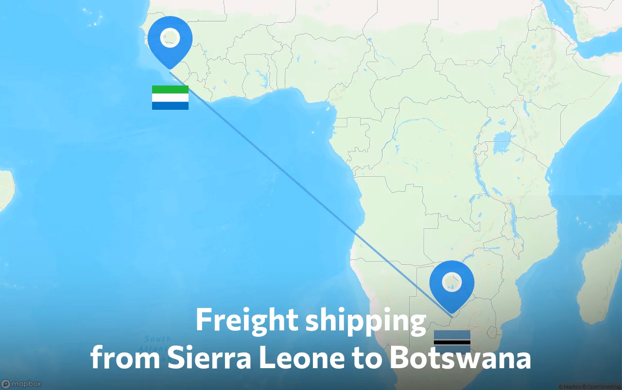 Shipping route from Sierra Leone to Botswana