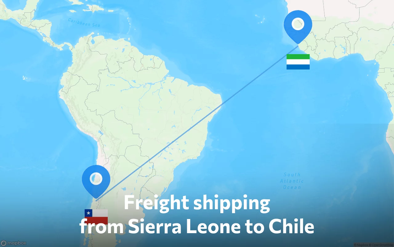 Shipping route from Sierra Leone to Chile
