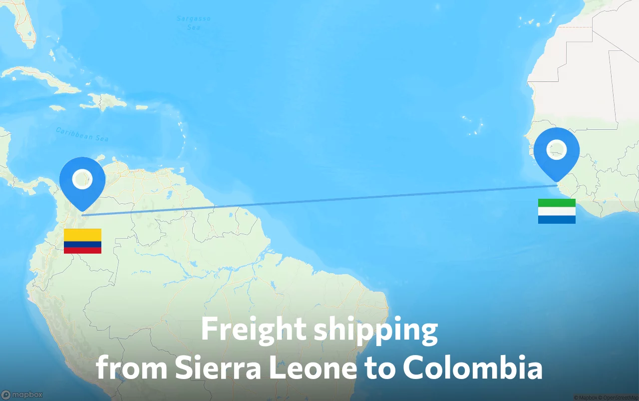 Shipping route from Sierra Leone to Colombia