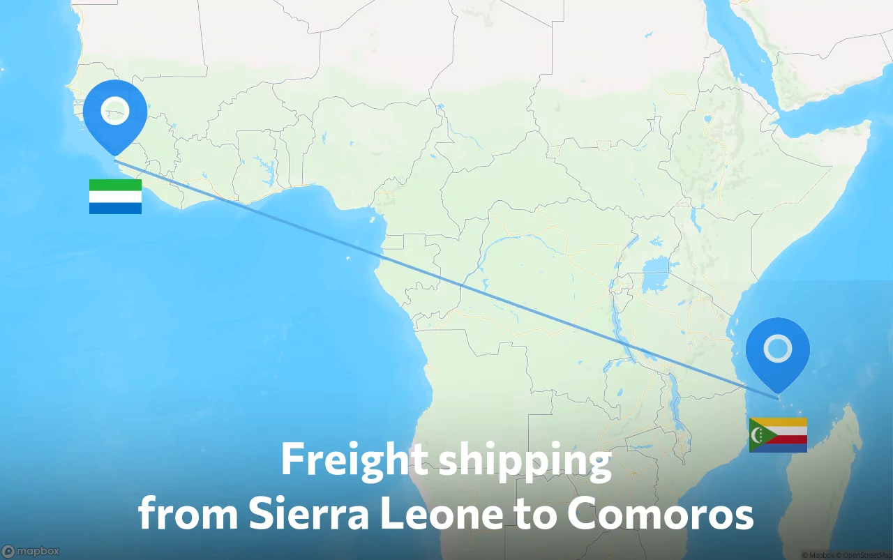 Shipping route from Sierra Leone to Comoros