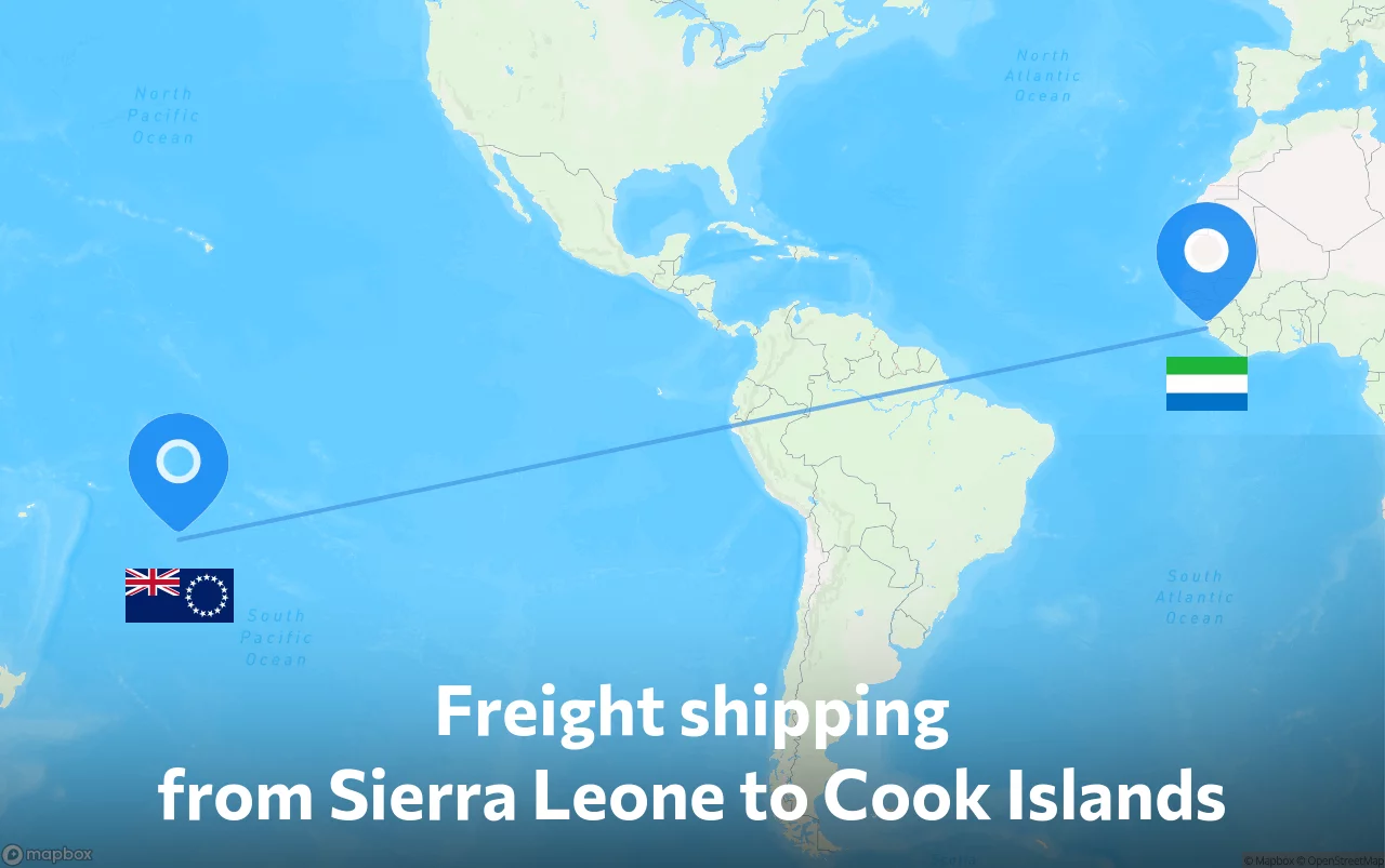 Shipping route from Sierra Leone to Cook Islands
