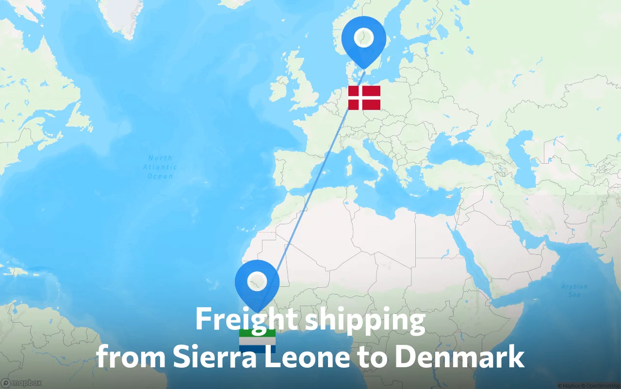 Shipping route from Sierra Leone to Denmark