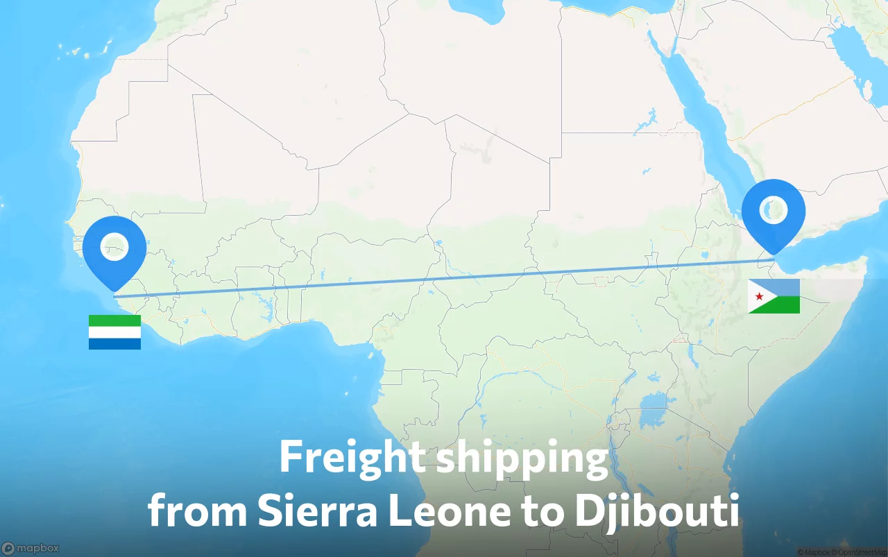 Shipping route from Sierra Leone to Djibouti