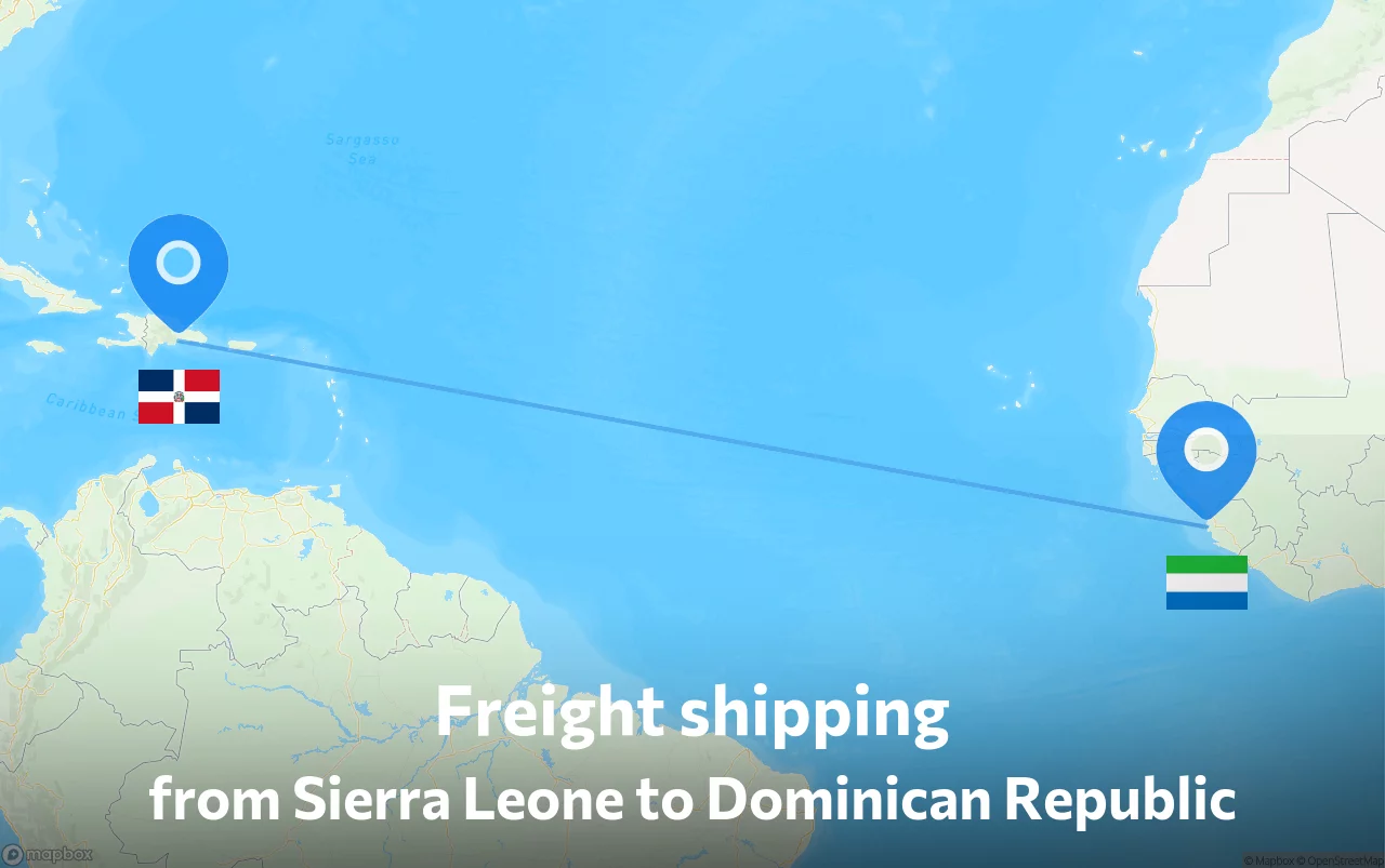 Shipping route from Sierra Leone to Dominican Republic