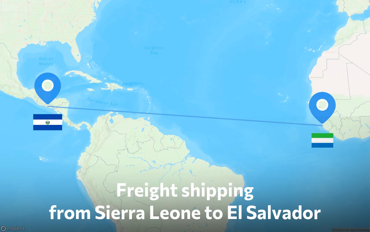 Shipping route from Sierra Leone to El Salvador