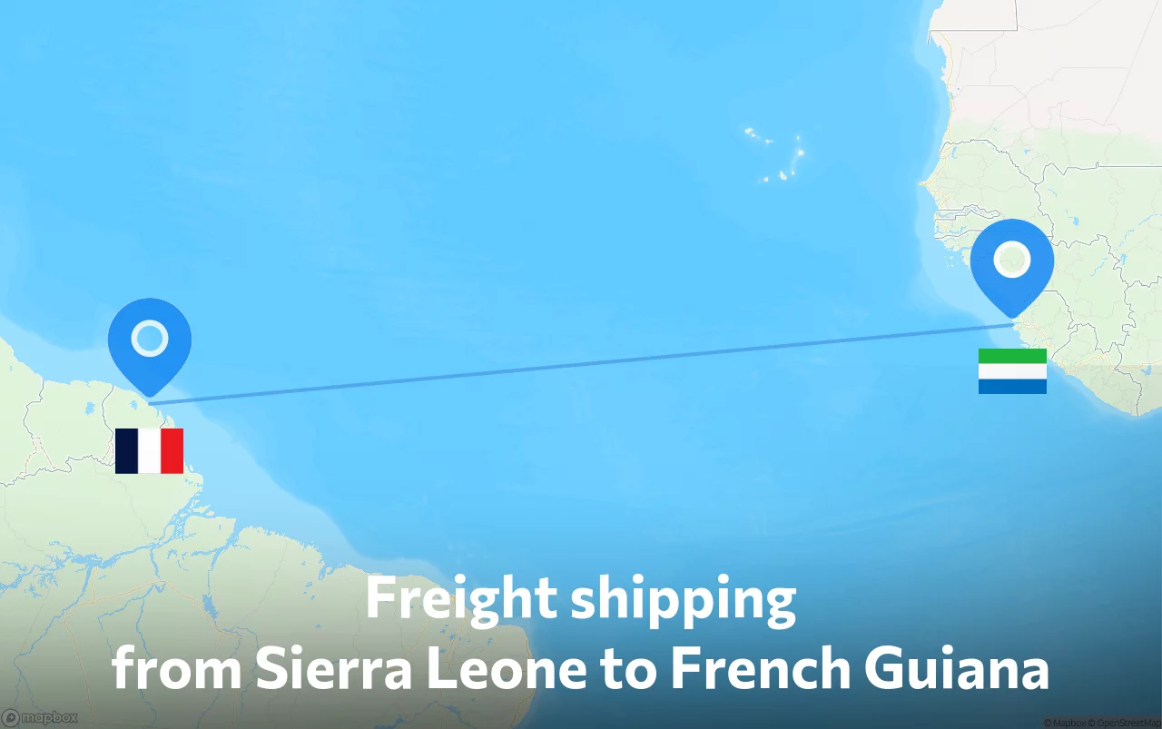 Shipping route from Sierra Leone to French Guiana