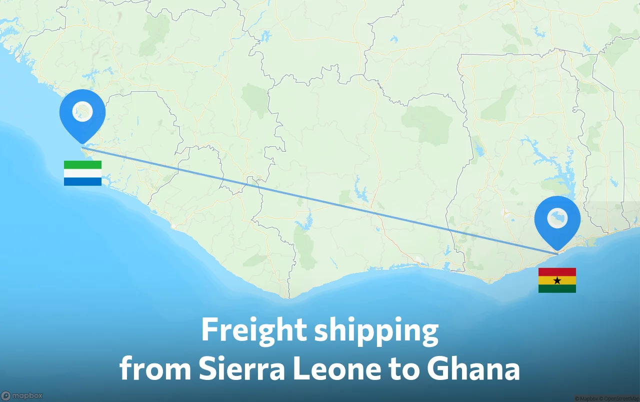 Shipping route from Sierra Leone to Ghana